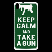 Coque HTC Desire 816 Keep Calm Take a gun Vert