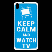 Coque HTC Desire 816 Keep Calm Watch TV Cyan