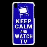 Coque HTC Desire 816 Keep Calm Watch TV Bleu