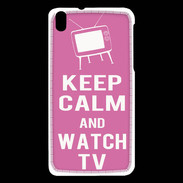 Coque HTC Desire 816 Keep Calm Watch TV Rose