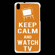 Coque HTC Desire 816 Keep Calm Watch TV Orange