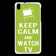 Coque HTC Desire 816 Keep Calm Watch TV Vert pomme
