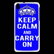 Coque HTC Desire 816 Keep Calm and Carry on Bleu