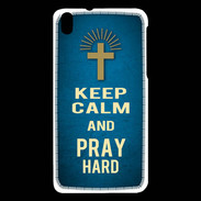 Coque HTC Desire 816 Keep Calm and Pray Christian Bleu