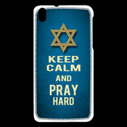 Coque HTC Desire 816 Keep Calm and Pray jewish BLeu