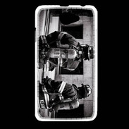 Coque HTC Desire 516 Pompiers en noir et blanc