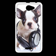 Coque HTC Desire 516 Bulldog français avec casque de musique