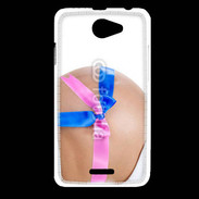 Coque HTC Desire 516 Femme enceinte avec ruban bleu et rose