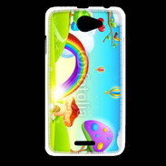 Coque HTC Desire 516 Cartoon nature et arc en ciel