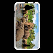 Coque HTC Desire 516 Groupe d'éléphants à la rivière