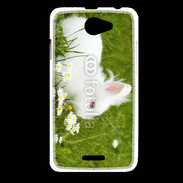 Coque HTC Desire 516 Lapin blanc dans l'herbe