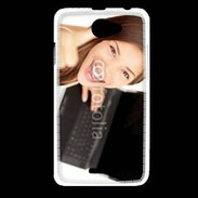 Coque HTC Desire 516 Femme souriante ordinateur