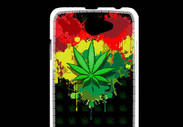 Coque HTC Desire 516 Feuille de cannabis et cœur Rasta