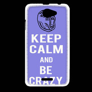 Coque HTC Desire 516 Keep calm Be Crazy Bleu
