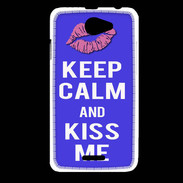 Coque HTC Desire 516 Keep Calm Kiss me Bleu