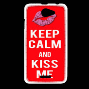 Coque HTC Desire 516 Keep Calm Kiss me Rouge