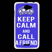 Coque HTC Desire 516 Keep Calm Call friend Bleu