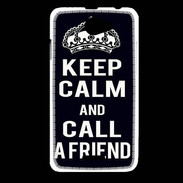 Coque HTC Desire 516 Keep Calm Call friend Noir