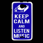 Coque HTC Desire 516 Keep Calm Listen music Bleu