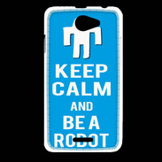 Coque HTC Desire 516 Keep Calm Be a Robot Cyan