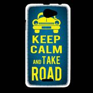 Coque HTC Desire 516 Keep Calm and Take o road 2 Bleu