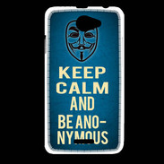 Coque HTC Desire 516 Keep Calm and Be Anonymous Bleu