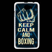 Coque HTC Desire 516 Keep Calm and Boxing Bleu