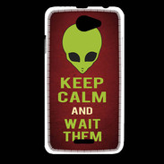 Coque HTC Desire 516 Keep Calm and Wait Alien Rouge