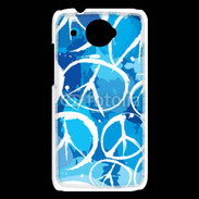Coque HTC Desire 601 Peace and love Bleu