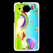 Coque HTC Desire 601 Cartoon nature et arc en ciel