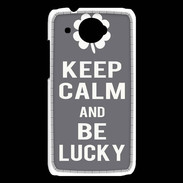 Coque HTC Desire 601 Keep Calm Be lucky Gris