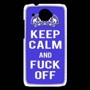 Coque HTC Desire 601 Keep Calm Fuck off bleu