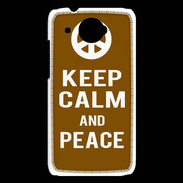 Coque HTC Desire 601 Keep Calm Peace Marron
