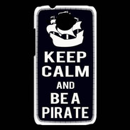Coque HTC Desire 601 Keep Calm Be a Pirate Noir