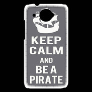 Coque HTC Desire 601 Keep Calm Be a Pirate Gris