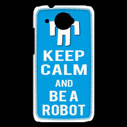 Coque HTC Desire 601 Keep Calm Be a Robot Cyan