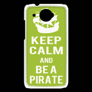 Coque HTC Desire 601 Keep Calm Be a Pirate Vert pomme