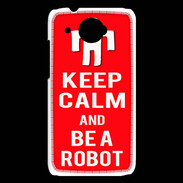 Coque HTC Desire 601 Keep Calm Be a Robot Rouge