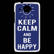 Coque HTC Desire 601 Keep Calm Be Happy Bleu