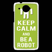 Coque HTC Desire 601 Keep Calm Be a Robot Vert pomme