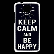 Coque HTC Desire 601 Keep Calm Be Happy Noir