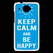 Coque HTC Desire 601 Keep Calm Be Happy Cyan