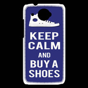 Coque HTC Desire 601 Keep Calm Buy Shoes Bleu