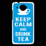 Coque HTC Desire 601 Keep Calm Drink Tea Cyan
