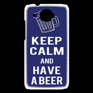 Coque HTC Desire 601 Keep Calm Have a beer Bleu