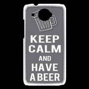 Coque HTC Desire 601 Keep Calm Have a beer Gris