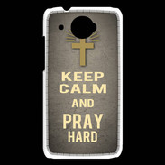 Coque HTC Desire 601 Keep Calm and Pray Christian Gris