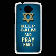 Coque HTC Desire 601 Keep Calm and Pray jewish BLeu
