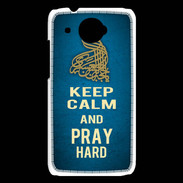 Coque HTC Desire 601 Keep Calm and Pray Muslim Bleu