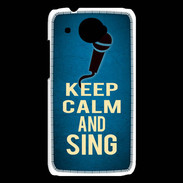 Coque HTC Desire 601 Keep Calm and Sing Bleu